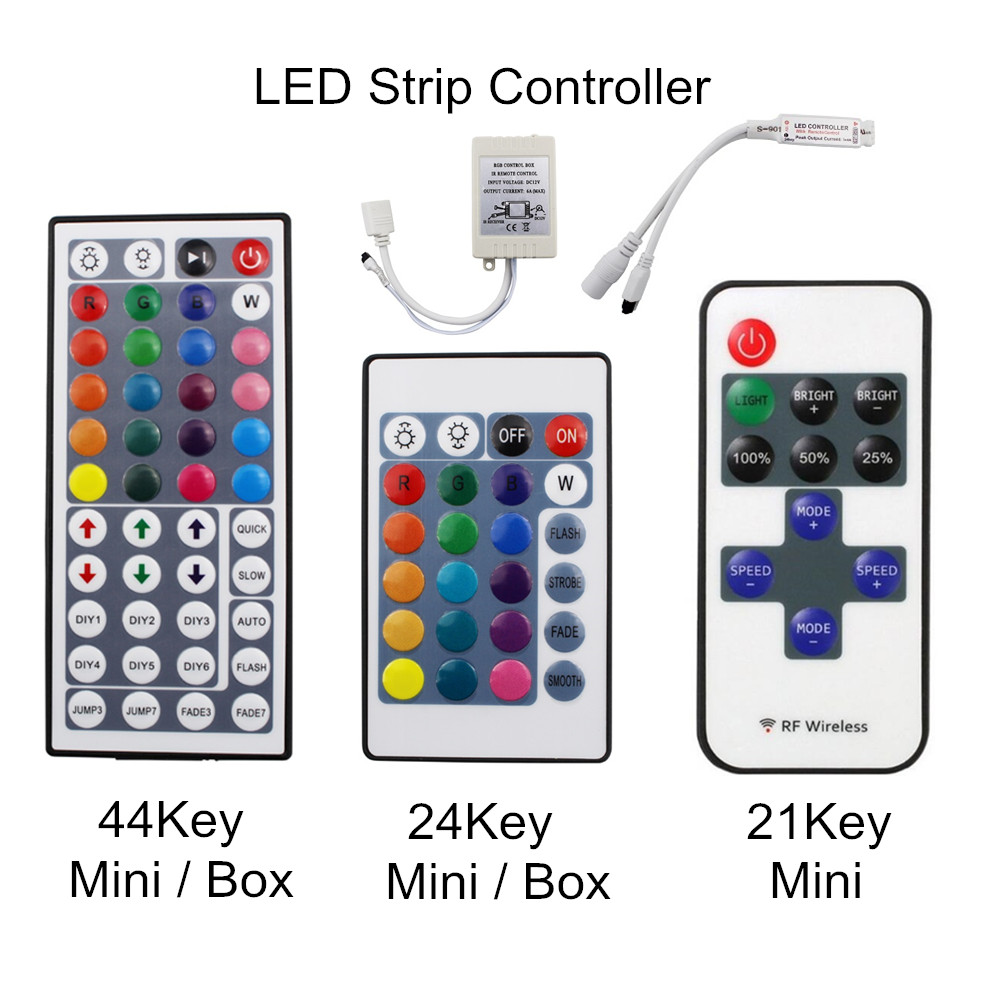 Mini RGB LED Controller DC12V Met IR 24Key 44Key Afstandsbediening Voor RGB LED Strips LED Modules licht