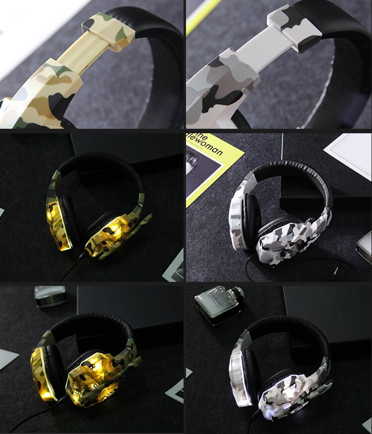 Gaming Headset Head-mounted Gaming Headset Stereo Bass Sound Headsets with Mic LED light for PS4 Computer PC Gamer