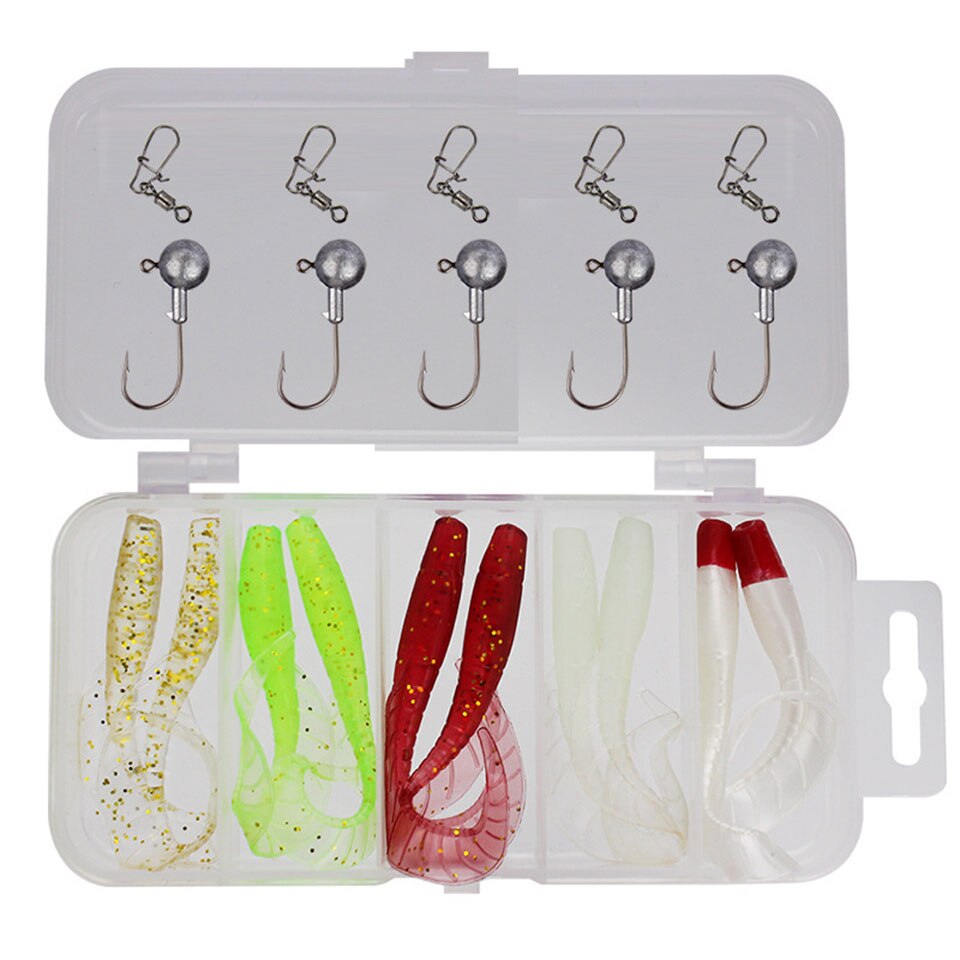 10pcs/lot 7cm 2g/ 1.7g soft bait sea fishing tackle wobbler jigging fishing lure silicone bait soft worm Hook Set and Tackle Box