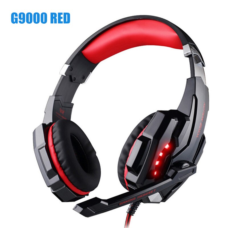 Headset over-ear trådbundna spelhörlurar gaming hörlurar djup bas stereo casque med mikrofon för  ps4 xbox pc laptop gamer: G9000 röda