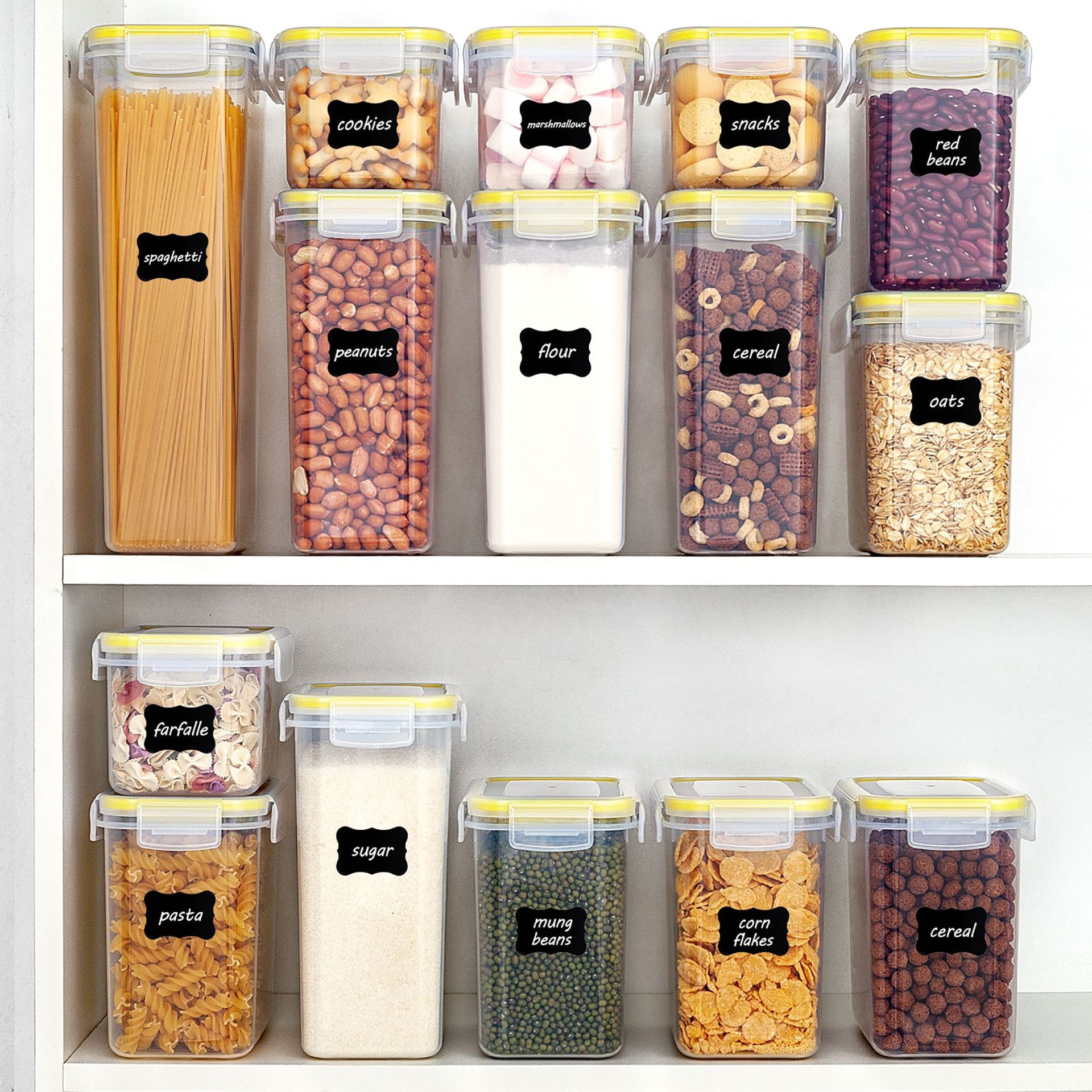 Kitchen Storage Food Storage Containers Jars for Bulk Cereals Plastic Transparent Sealed Cans for Flour Sugar Oatmeal Spices