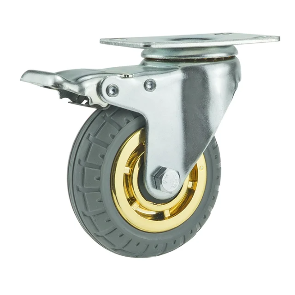 Noiseless Furniture Caster Heavy Loads Transporter Swivel Caster With Brake Rubber Roller Wheel Tire Trolley Chair Mover: 3 inch / Orange