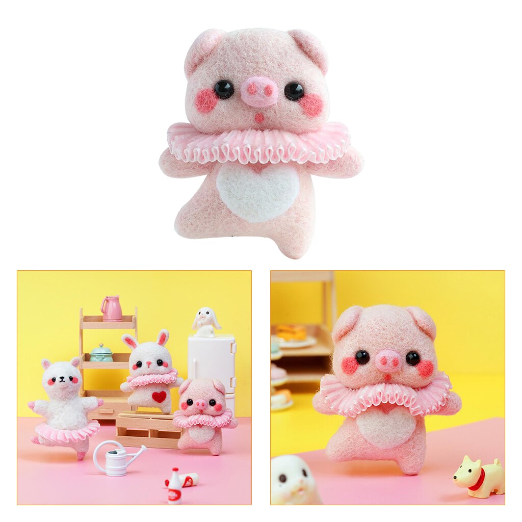 Animals Needle Felting Starter Kits Felting Wool Needles Hand Spinning DIY: Pig