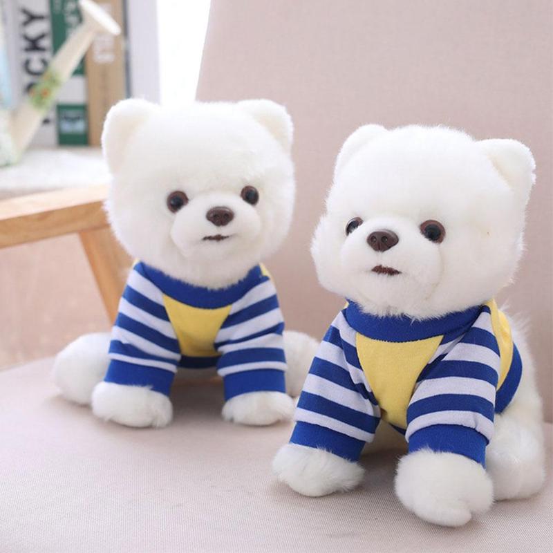20Cm Leuke Simulatie Poedel Knuffel Realistische Pet Dog Leuke Dier Suffed Pop Witte Jurk Pommeren Puppy Pop Kind 'S