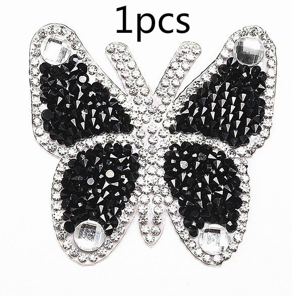 2pcs Iron On Butterfly Rhinestone Patches Thermo Stickers On Clothes Colorful Butterfly Patches can be used in T-shirt: b-1pcs