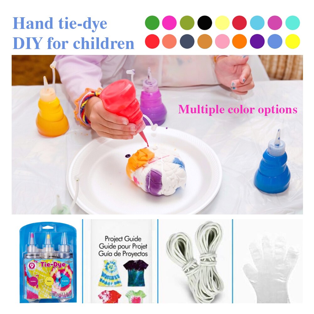 5 färger tie-dye kit bomull linne kläder färgämnen giftfri diy dye kit färg färger kläder för färgämnen målning verktyg