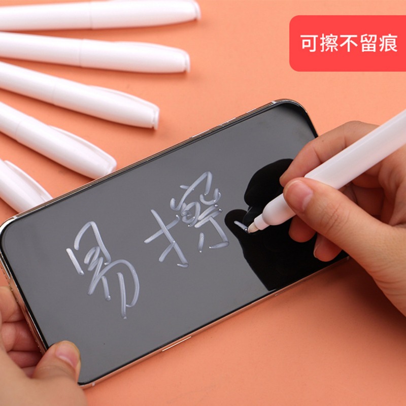 10/2 stk. hvit flytende kritt, viskelærpenn, tusj til glassvinduer, tavle, tavle, vindu, hvit penn, vaskbar, viskelær