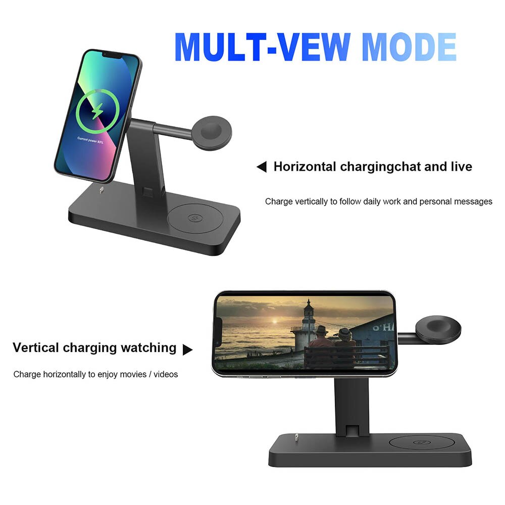 4 in 1 Magnetic Wireless Charger 15W Qi Fast Charging Stand for iPhone 13 12 Pro Max Mini 11 X 8 Apple Watch 7 6 5 SE Airpods 3