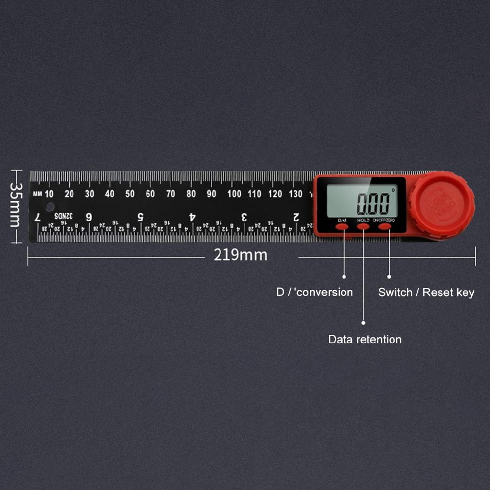 360 ° LCD affichage numérique règle d'angle inclinomètre goniomètre rapporteur outil de mesure 0-300mm botte polyvalente automatiquement