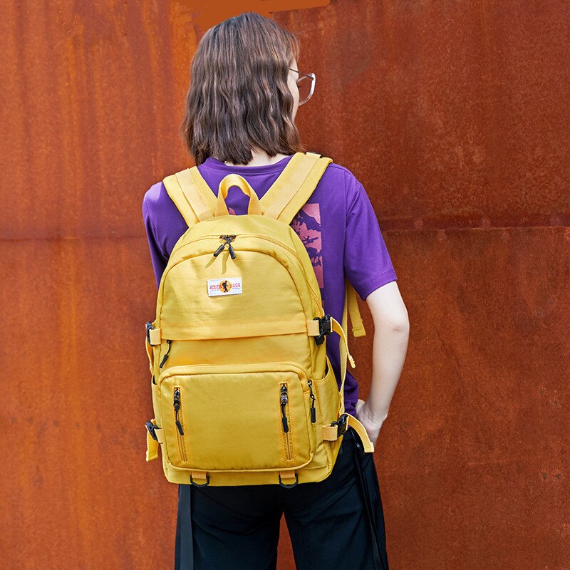 Fengdong-mochila escolar grande para adolescentes, morral impermeable de color amarillo y negro con puerto usb, bolsa para libros