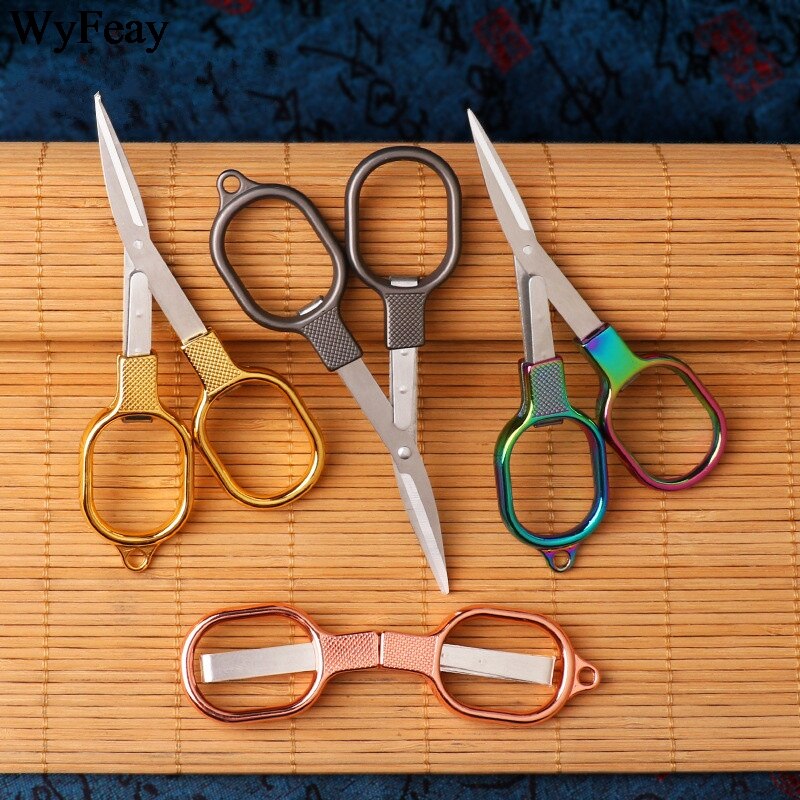 Zinc Alloy Folding Scissors Keychain Fishing Scissor Cutter Camping Tool Embroidery Scissors fabric Tailor Scissors