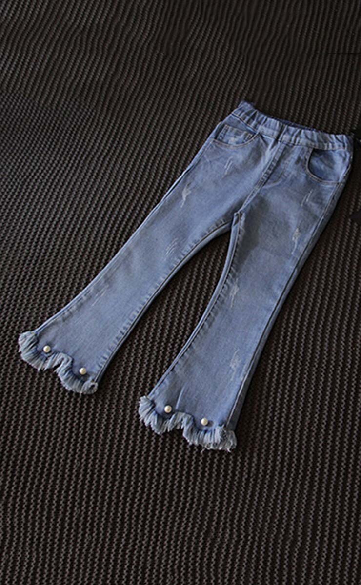 Baby Kids Jeans En Najaar Kinderen Broek Effen Kleur Casual Flared Broek Meisjes Trend Jeans Kinderen Kleding