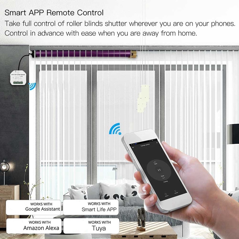 Module de rideau intelligent wifi rf, interrupteur, moteur de volet roulant, télécommande sans fil tuya, fonctionne avec alexa et google home