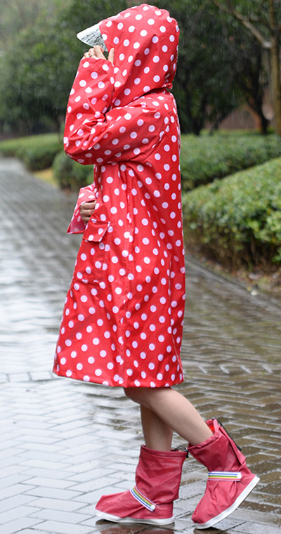 Capa de chuva com capuz poncho poncho impermeável pontos longos, casaco de chuva de viagem ao ar livre ponchos jaquetas capa feminina chubasqueros mujer: Vermelho / L