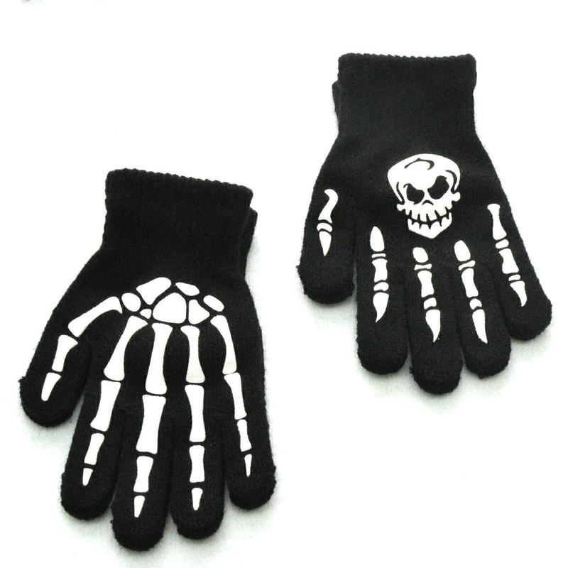 freundlicher Gestrickte Leucht Handschuhe Halloween Skelett Finger Fäustlinge Geister Pfote Volle Finger Handschuh für Art