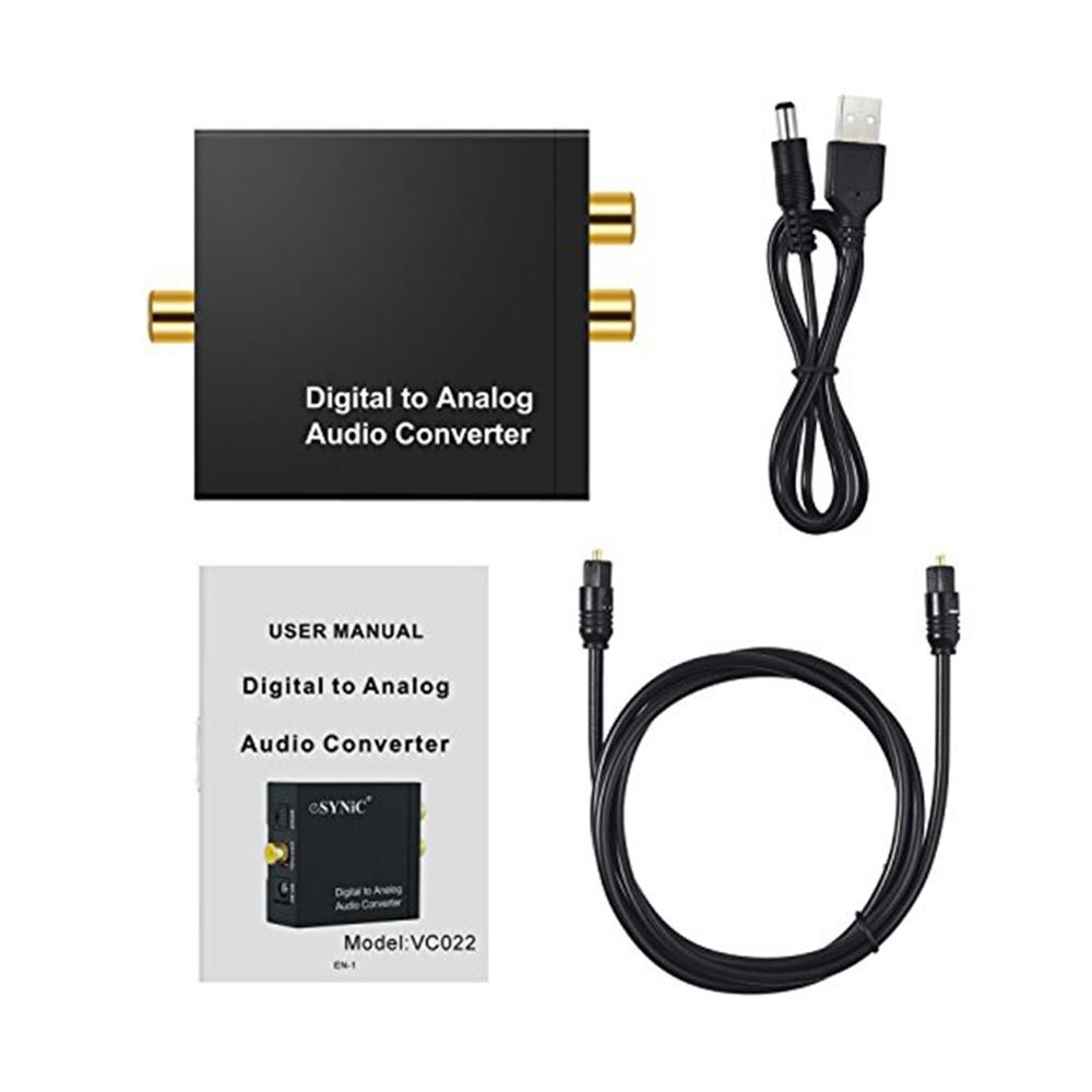 Convertisseur Audio numérique-analogique Jack 3.5MM, décodeur Fiber optique coaxiale, Audio stéréo vers RCA, adaptateur, amplificateurs avec câble USB