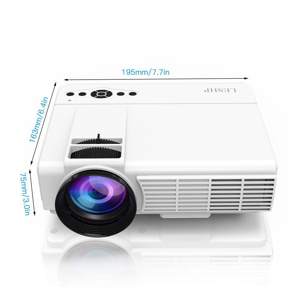 LESHP Q5 proyector LED 800*480 Pixel 1200LM Mini de cine en casa Video proyector de cine en Casa TV computadoras portátiles teléfonos inteligentes