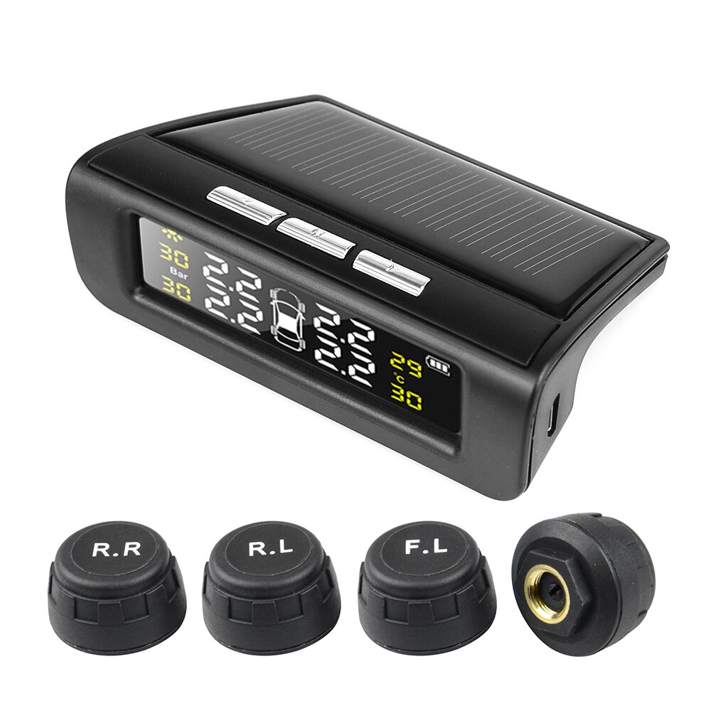 Universele auto tire pressure monitoring systems externe sensoren auto wheel manometer tester security alarm bar psi