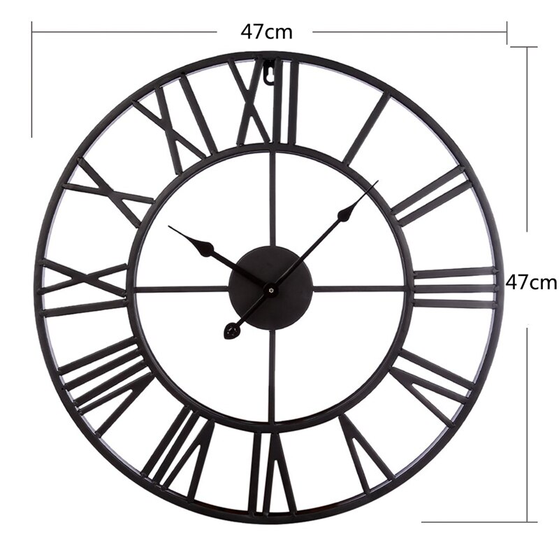 47cm metal vægur vintage hængende vægur stille jern romertal dekorative ur til stue soveværelse køkken offi