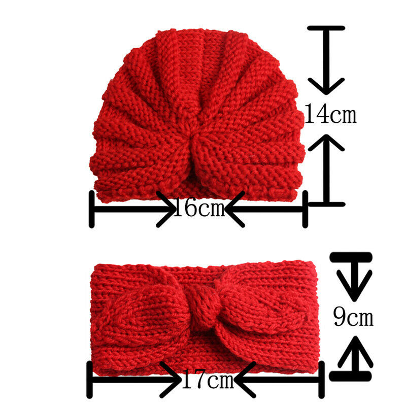 Baby Jongen Meisje Winter Warm Gebreide Boog knoop Hoofdband Leuke Beanie Tulband Hoed Kids Peuter Cap 0-5T rood Zwart Roze