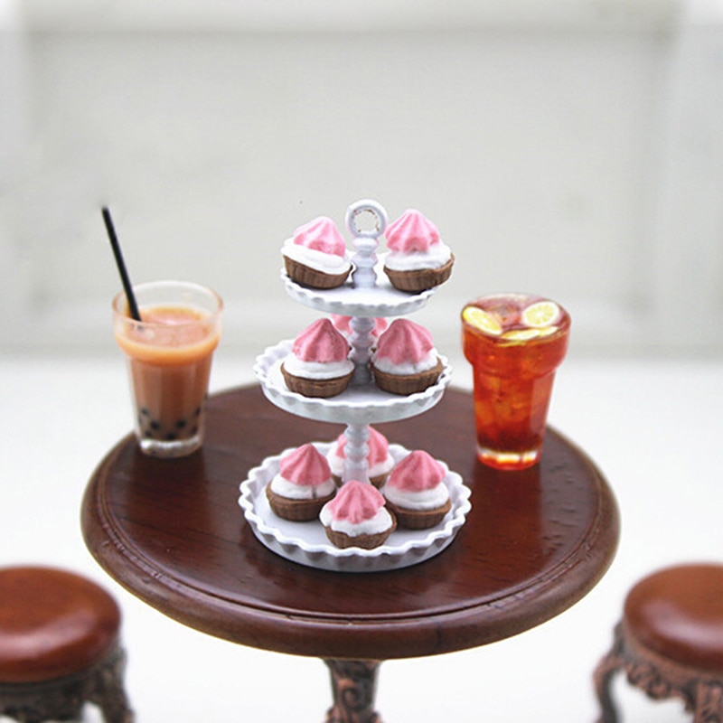 9pz 1/12 mini Argilla Torta Spuntino di Simulazione Cibo dolce Giocattoli di Modello per la Casa di Bambola Decorazione Della casa di Bambola in Miniatura Accessori