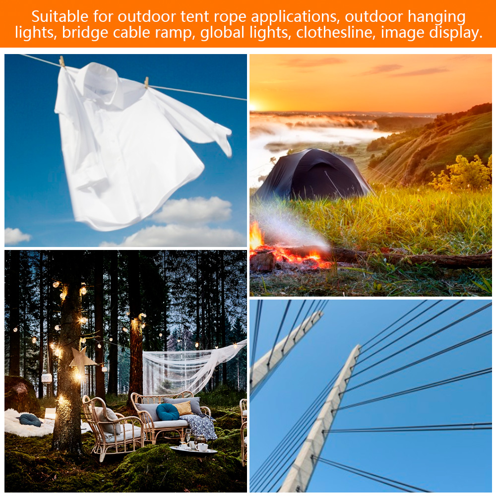 15M/30M Stainless Steel Cable Railing Kit PVC Coated Rust-proof Wire Cable Rope Heavy Duty Garden Wire Cable Fence Tent Roll Kit