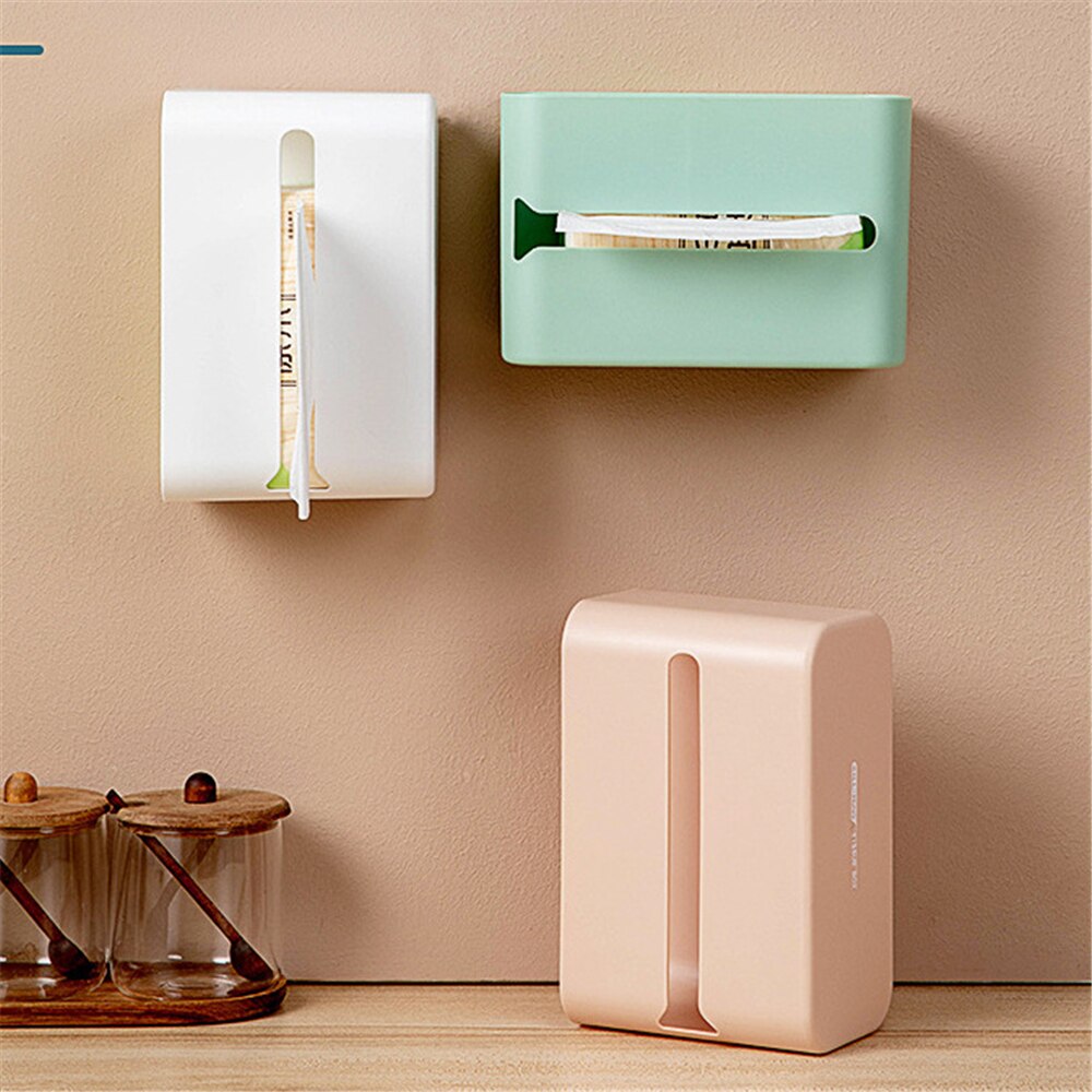 Wall Mounted Bathroom Tissue Box Desktop Paper Storage Box Free Punch Shelf Toilet Paper Holder Bathroom Tissue Dispenser