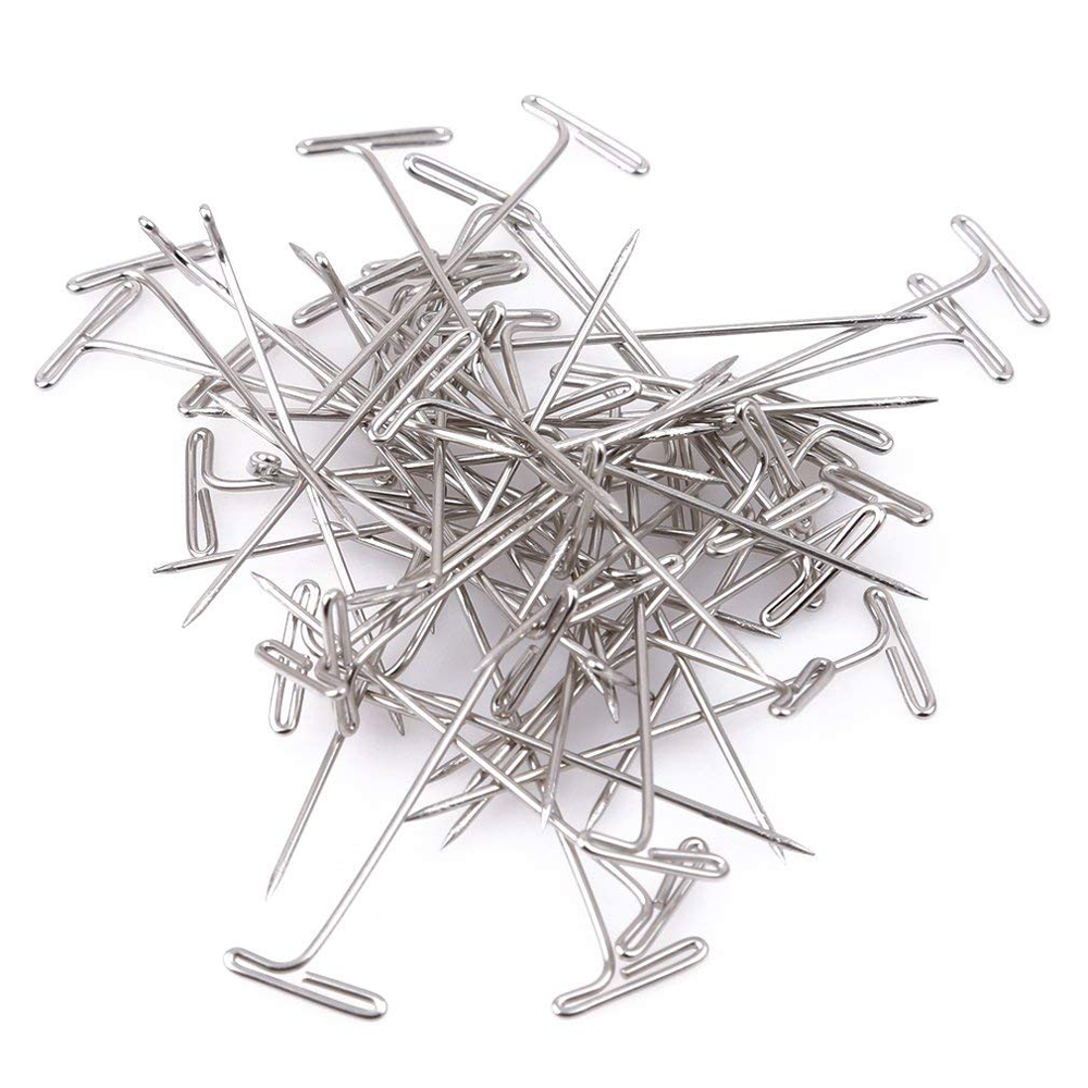 Alfileres en T de acero inoxidable para la cabeza agujas de coser, alfileres rectos de punto, accesorios de costura, 100 Uds.