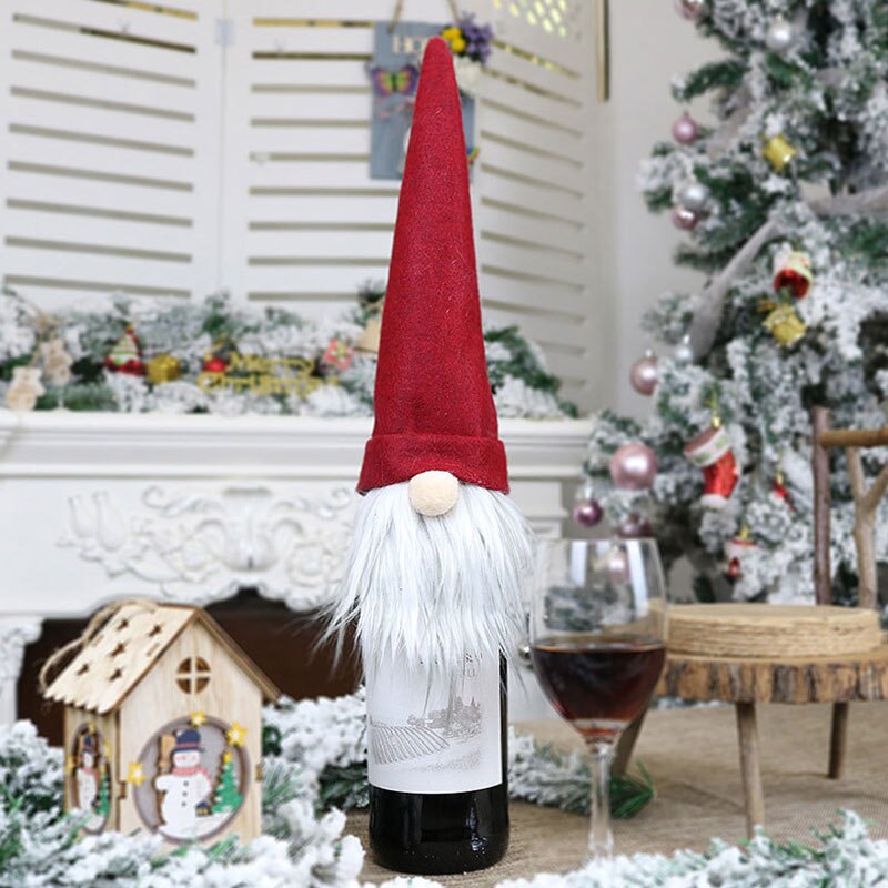 Jushfo Kerst Wijn Zak Kerst Wijnfles Covers Kerstmis Champagne Fles Cover Jurk Up Decor Kerst Faceless Pop