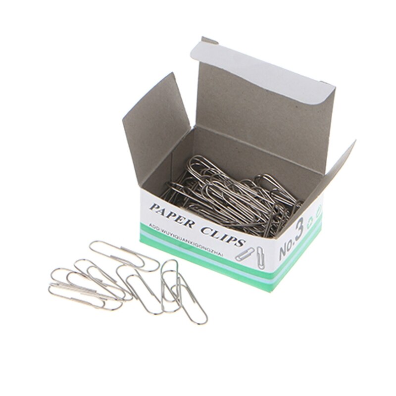 1 Set 75-85Pcs Office Plain Steel Paper Clips 29mm Paperclips Metal Silver
