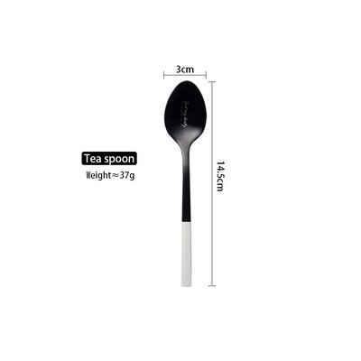 Nordic Stainless Steel Cutlery Set Black and White Western Tableware Knife Fork Spoon Set Chopsticks Creativedinnerware Set: Teaspoon