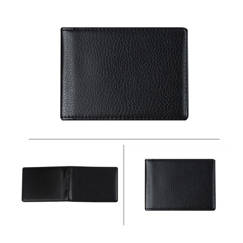 Carteira de carteira de carteira de carteira de certificado de identificação de negócios carteira de carteira de carteira de carteira de couro de couro de plutônio ultra-fino na capa para documentos de condução de carro: Black