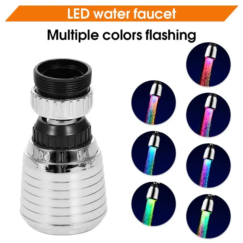 LED-verlichting waterkraan RGB kleur veranderende kraan douchekop 360 graden hittebestendig sproeier kunststof vervangend mondstuk