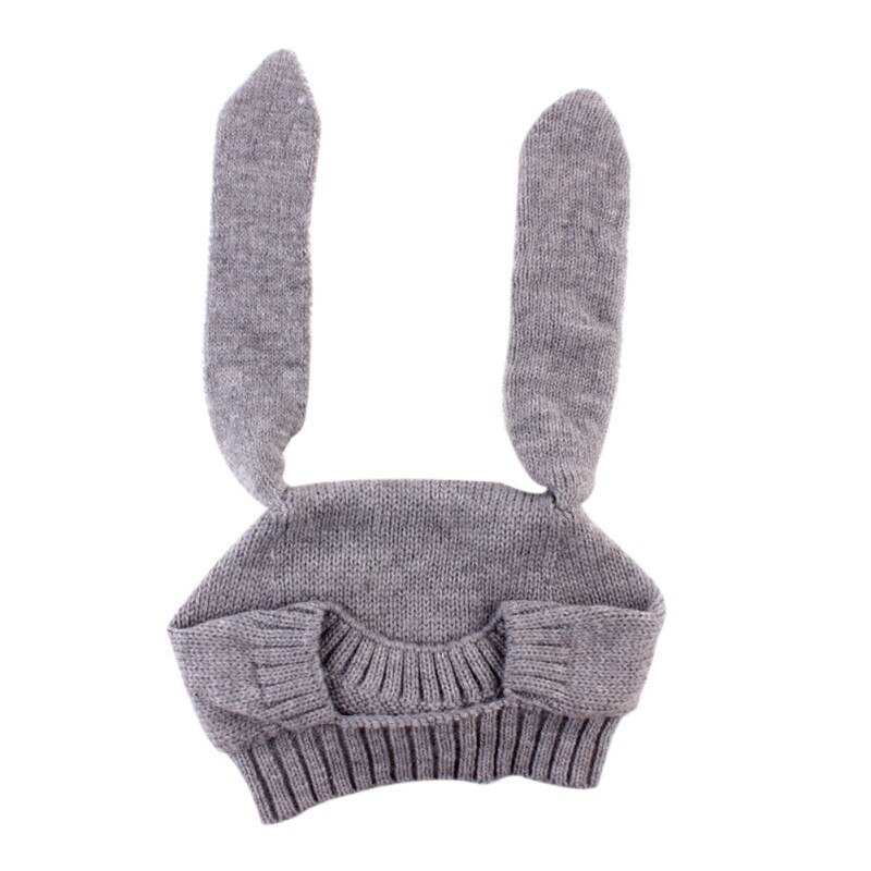 Toddler Warm Cute Hat Infant Winter Spring Knitted Baby Hat Adorable Rabbit Long Ear Hat Baby Cartton Cap: Gray