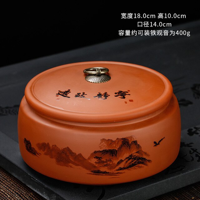 Caja de almacenamiento de té de estilo chino Puer, cajas de sellado de de arte púrpura Natural, tarros de café, granos, recipiente de Caddy, bandeja de caramelos y nueces: Pattern 19