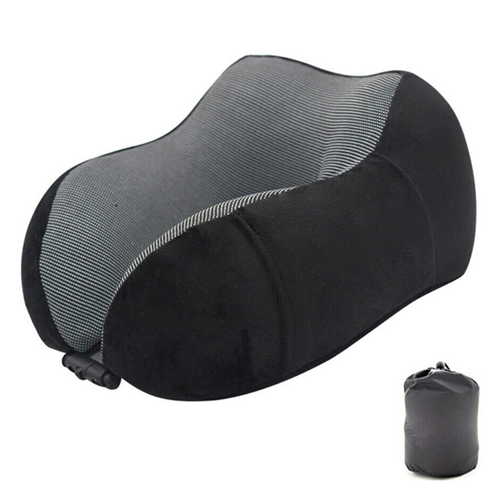 Travel Neck Pillow Memory Foam U-shaped Neck Support Headrest Travel Pillows MSU88: Black