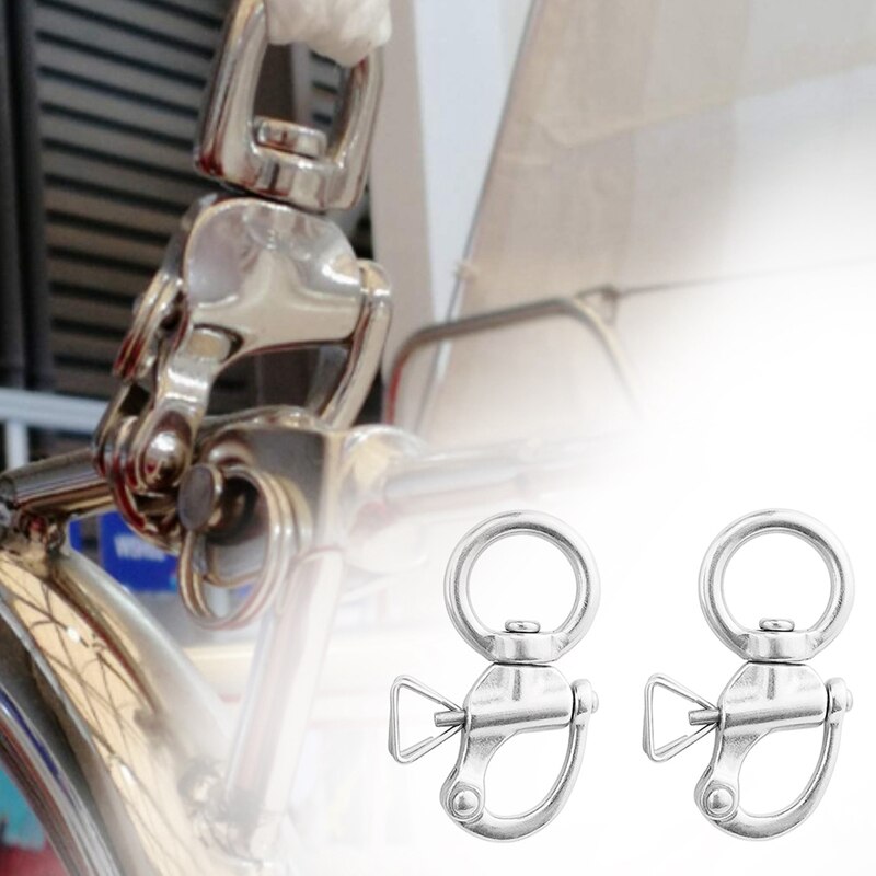 2Pcs/Set Swivel Eye Snap Shackle Quick Release Bail Rigging Stainless Steel Hook