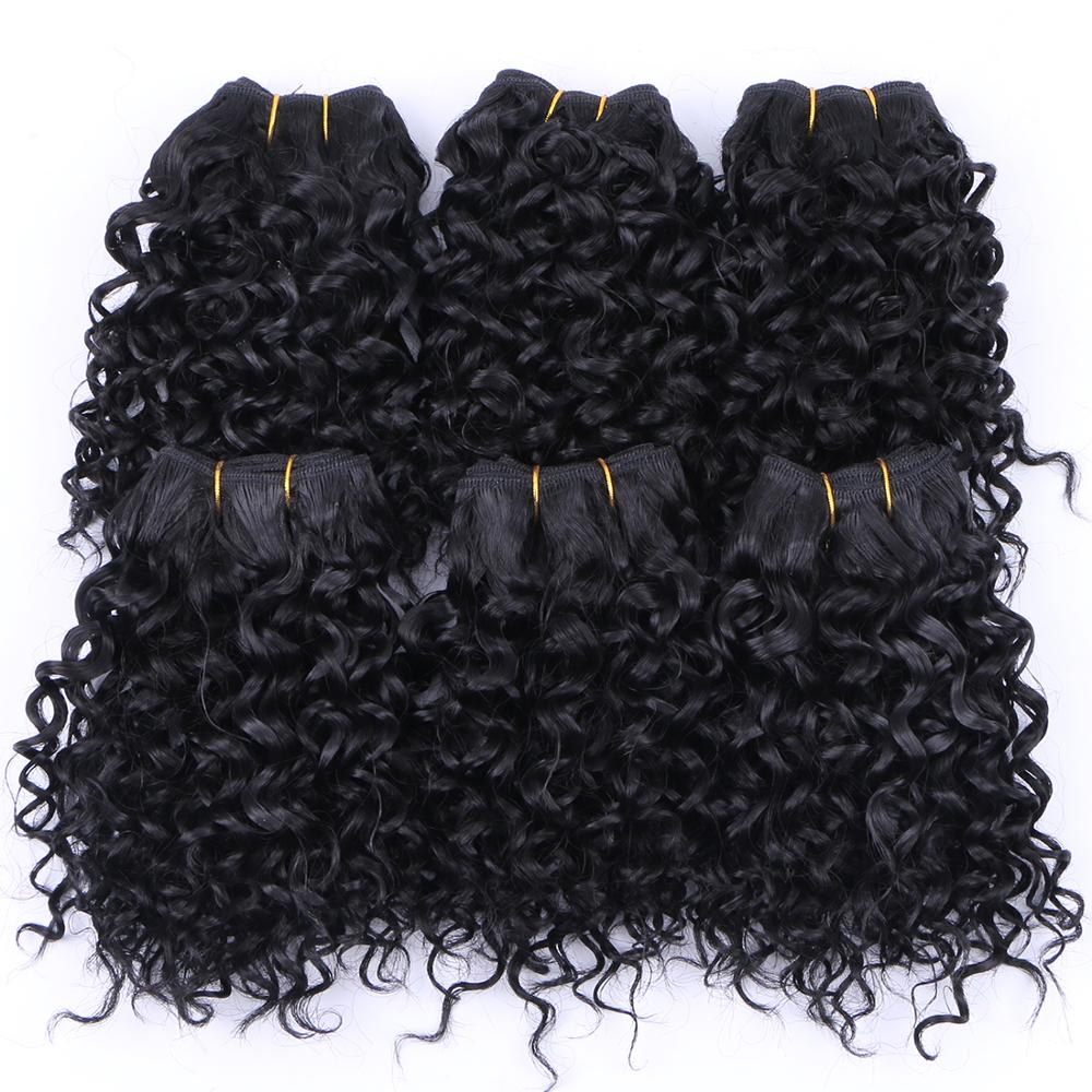 Angie Synthetisch Haar weave Korte Kinky Krullend haar weven 6 stuks/partij 210 glam haar product voor vrouwen