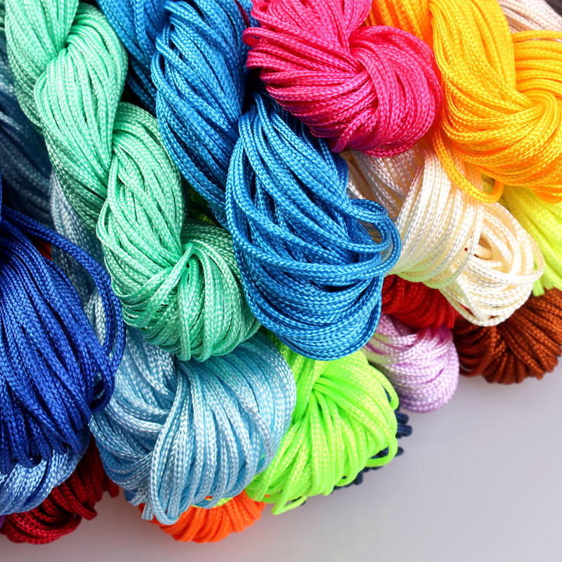 Cordón anudado chino de nailon, 23 colores, 1mm, hilo de macramé Shamballa, cordón para cuentas para fabricación de pulseras