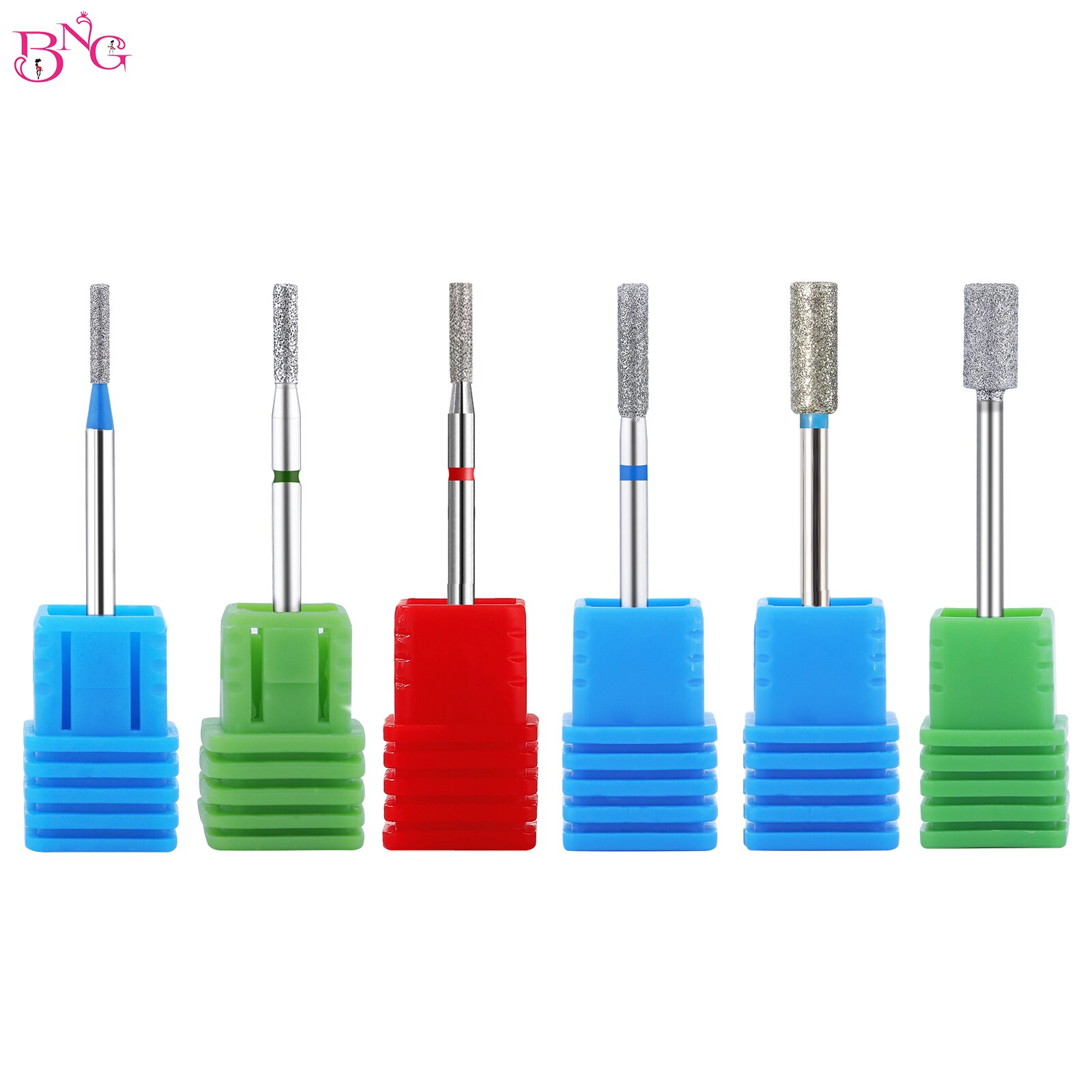 BNG Diamond Bit Small Barrel Shape Electric Nail Drill File Cuticle Cleaner Tool for Rotary Nail Drill Machine Manicure Pedicure