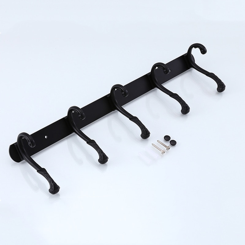 3/4/5 Hooks Coat Rack Wall Mounted Heavy Duty Hanger Metal Coat Hook Rail for Coat Clothes Hat Towel Jacket