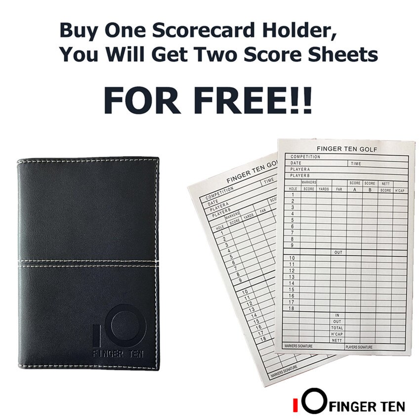 PU Leather Cover Golf Scorecard Holder Scoring Book Wallet Training Aids Score Card with 2 Paper Pencil Pen Deluxe Stat Tracker