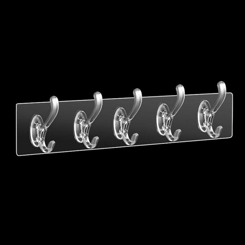 Herbruikbare 3/5 haken sterke kleefhaken kleverige traceless haken transparante douche badkamer keuken houders haken wandhaak  o8 h 1: Een duidelijke 5 haken