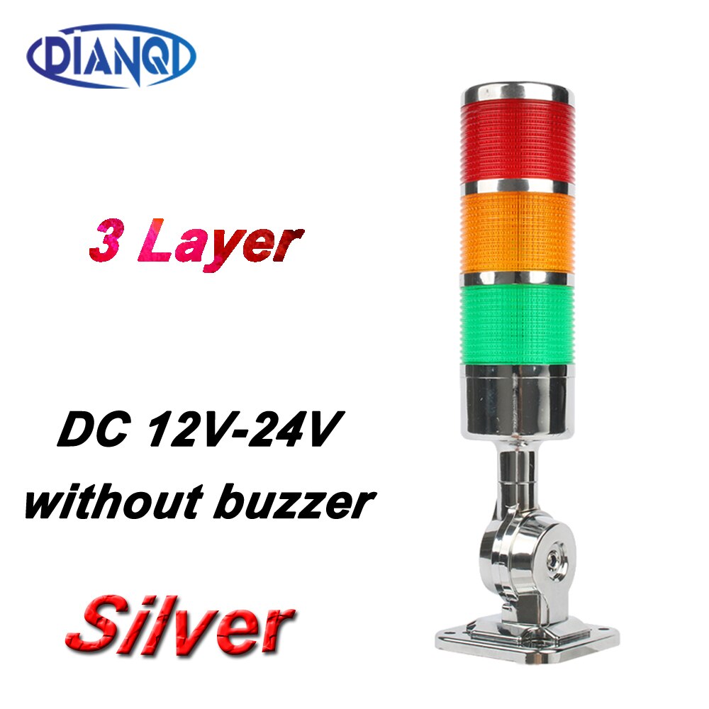 Voyant d'avertissement industriel à 3 couches pour machine CNC, DC 24V 12V AC220V 110V, lumière clignotante constante, lumière rotative à 180 piles: Clair