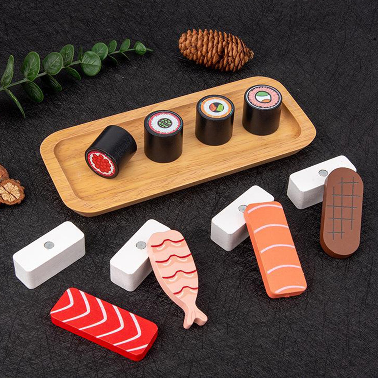 Wood Play Food Toys Mixed Sushi Set Eco-friendly Material Play Role Enjoyable