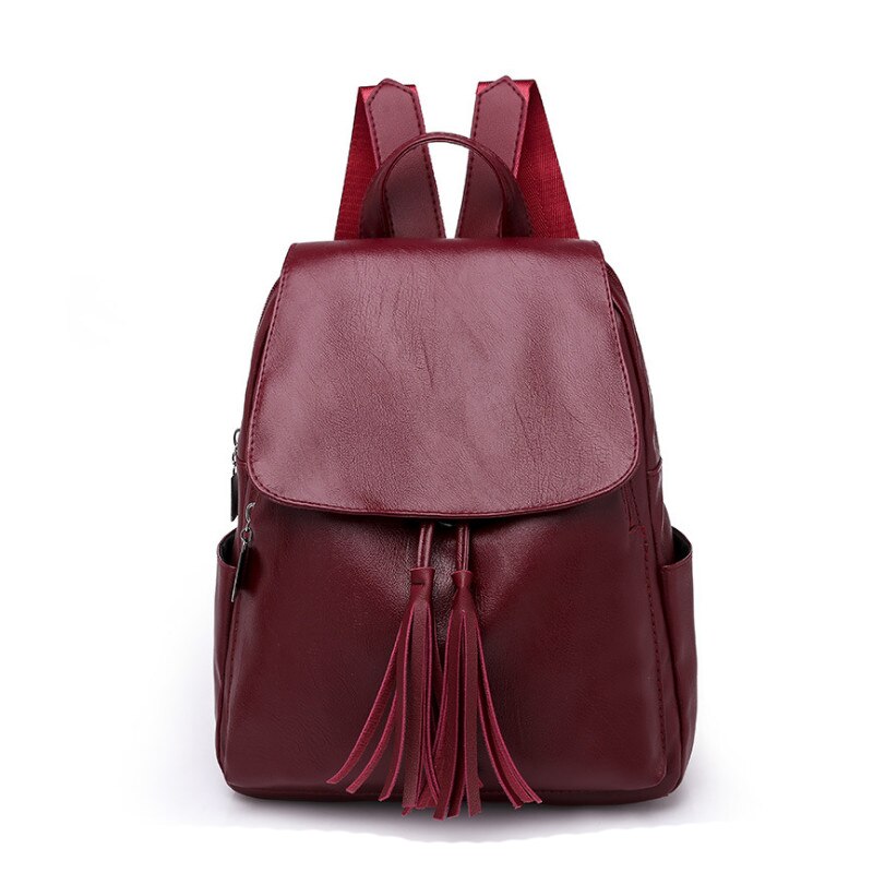 Chuwanglin sac à dos De femmes couleur Unie sacs à dos en cuir Simple bookbag bolsa feminina décontracté sacs d'école A3030: Bourgogne