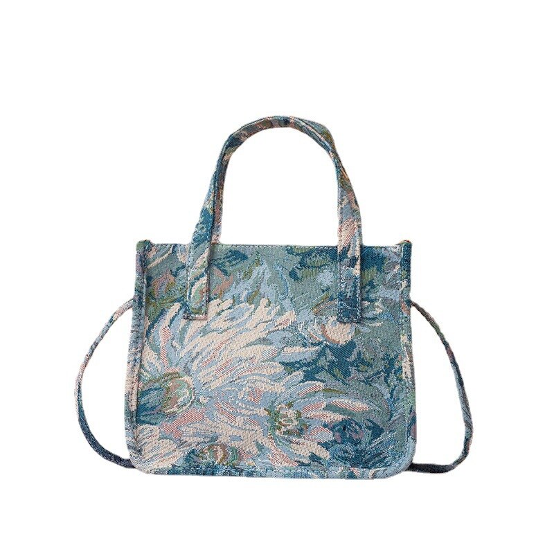 Lässige, faltbare stoff-einkaufstasche, monet-ölgemälde, umweltfreundliche, wiederverwendbare einkaufstasche, leichte schultertasche, mittlere größe