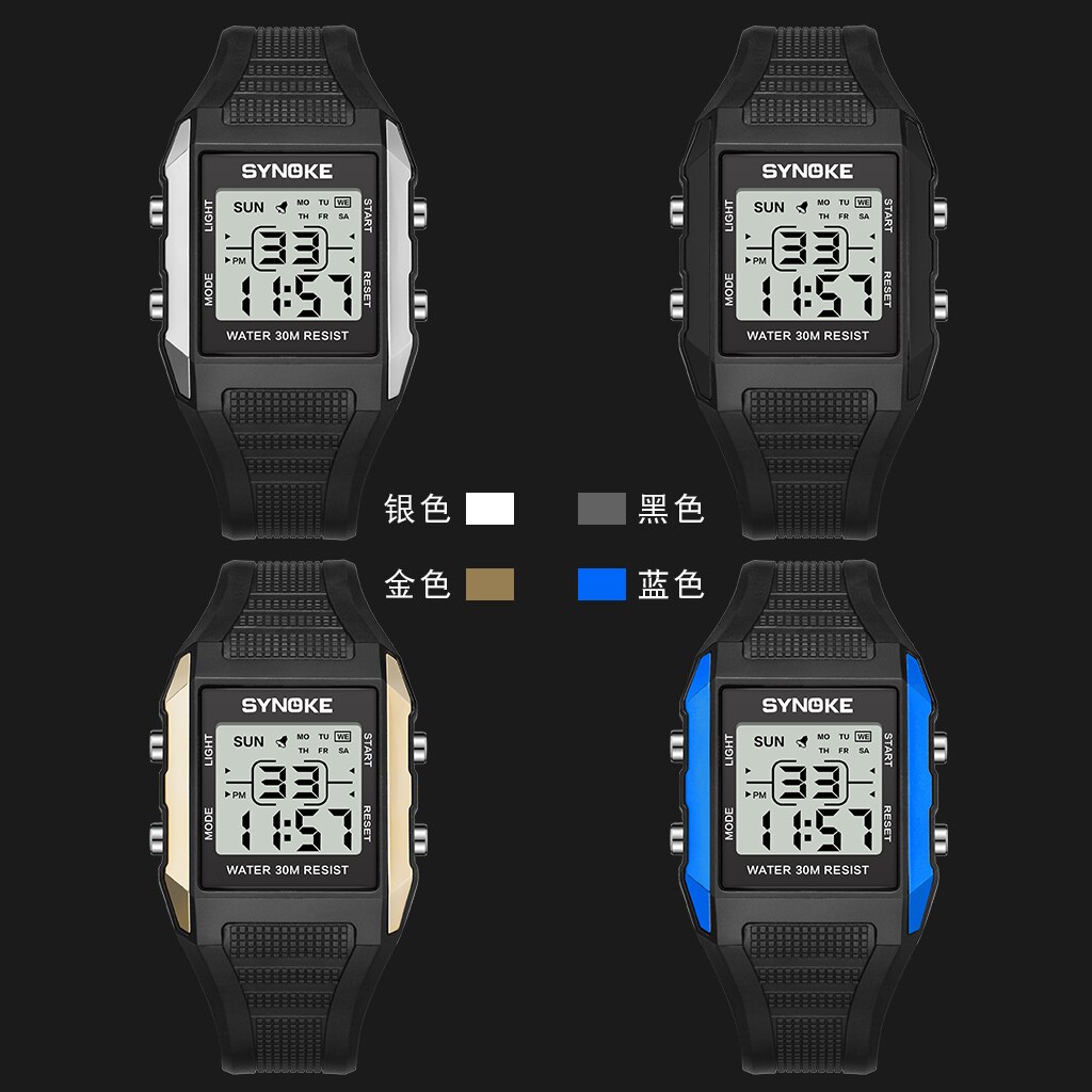 Synoke Kinderen Horloges Sport Kleine Wijzerplaat Mode Waterdichte Led Chronograaf Stop Watch Student Digitale Horloge Jongens Relgio