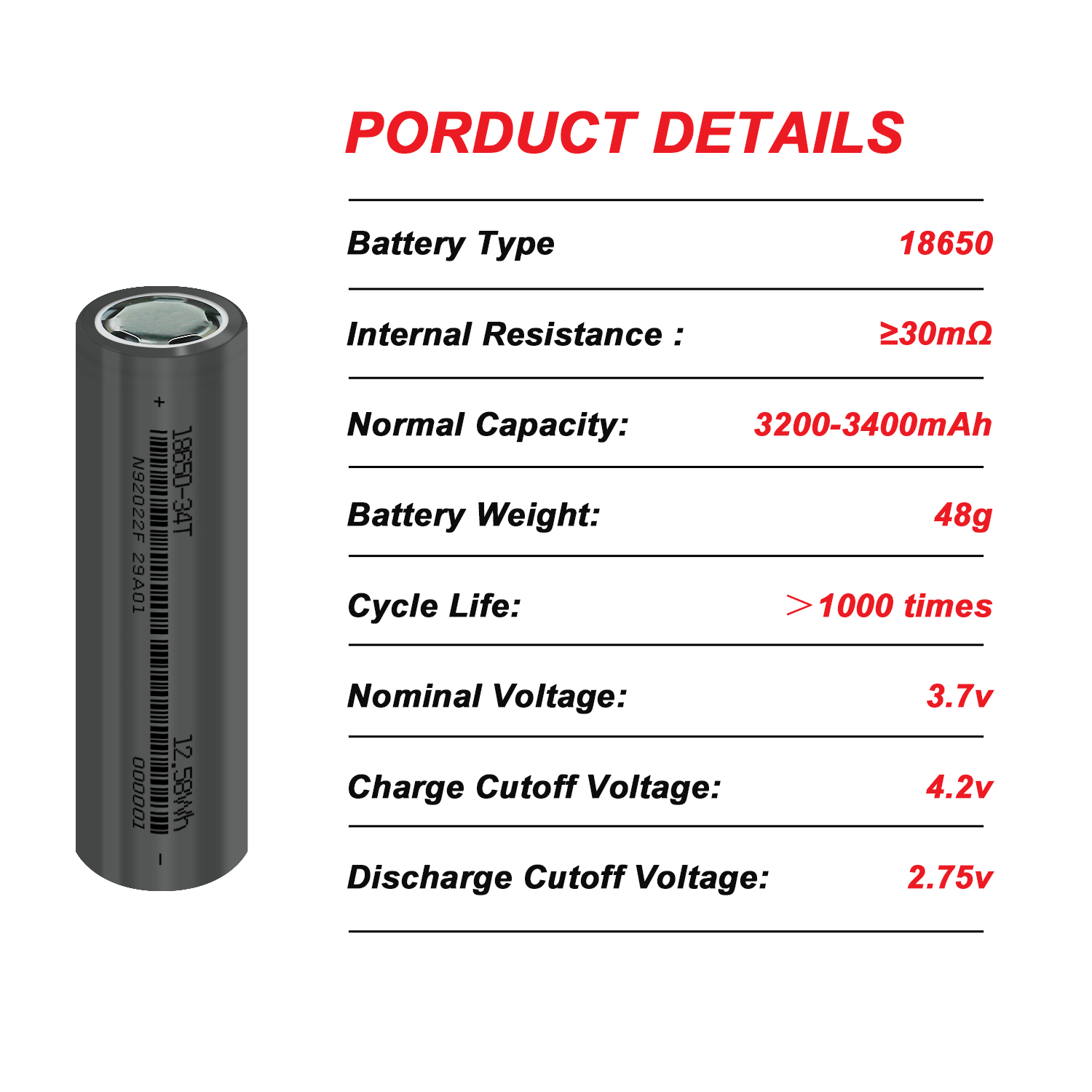 Original 18650 Battery Rechargeable 3.7V 3400mAh 1C Discharge Li-ion Batteries for Power Bank Flashlight Batteries Toy