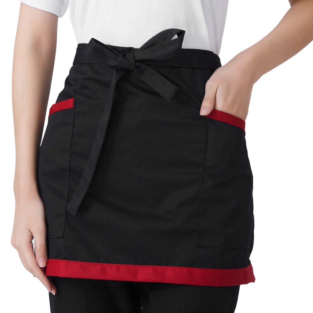 4 Style Universal Unisex Half Bust Bib Apron Restaurant Kitchen Coffee Tea Shop Waitress Uniforms Waist Short Apron With Pockets: Apron 1